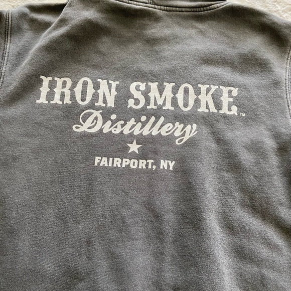 Men’s size small Heather gray, Iron Smoke Distillery, Fairport NY, Hoodie. Skull - Picture 6 of 9